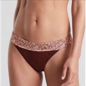 ATHLETA Aqualuxe Batik Mid Rise Swim Bottom Size XL NEW